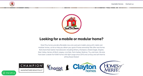 Shed Tiny Homes website